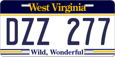 WV license plate DZZ277