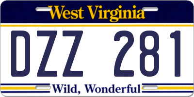 WV license plate DZZ281