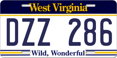 WV license plate DZZ286