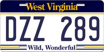 WV license plate DZZ289