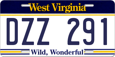 WV license plate DZZ291