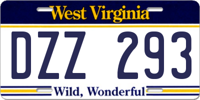 WV license plate DZZ293