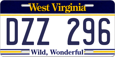 WV license plate DZZ296