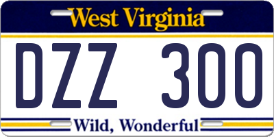 WV license plate DZZ300