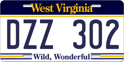 WV license plate DZZ302