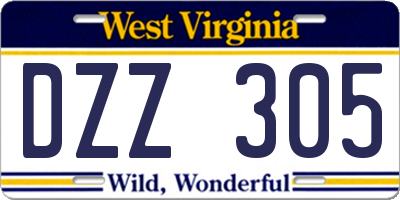 WV license plate DZZ305
