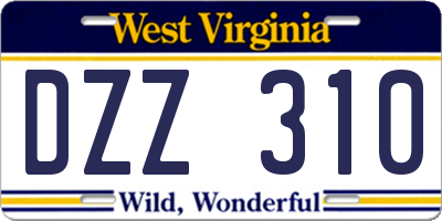 WV license plate DZZ310