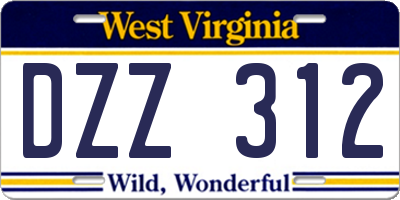 WV license plate DZZ312