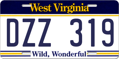 WV license plate DZZ319