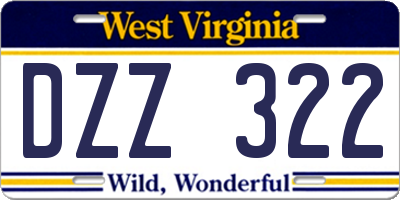 WV license plate DZZ322