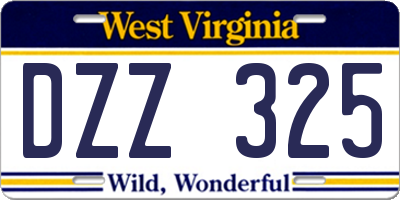 WV license plate DZZ325