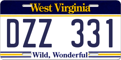 WV license plate DZZ331