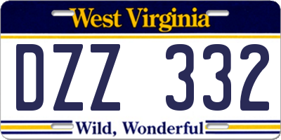 WV license plate DZZ332