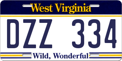 WV license plate DZZ334