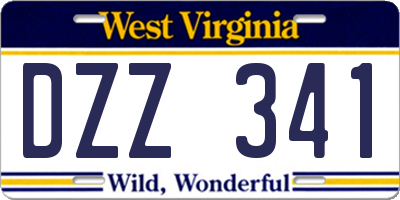 WV license plate DZZ341