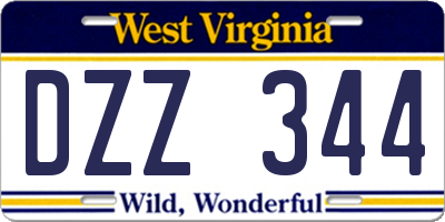 WV license plate DZZ344