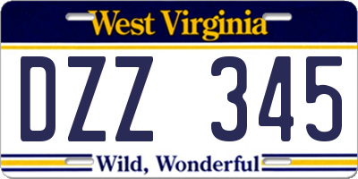 WV license plate DZZ345