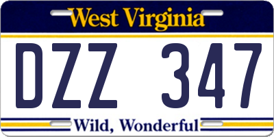 WV license plate DZZ347