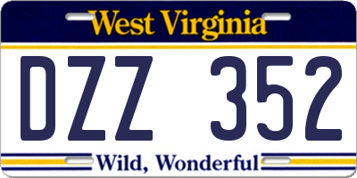 WV license plate DZZ352