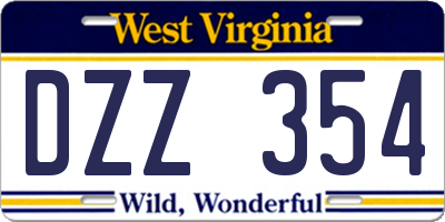 WV license plate DZZ354