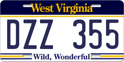 WV license plate DZZ355