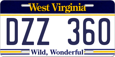 WV license plate DZZ360