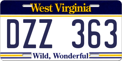 WV license plate DZZ363