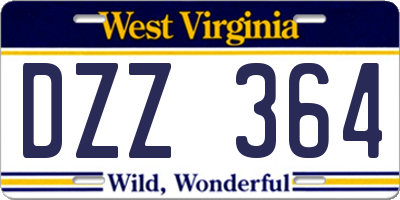 WV license plate DZZ364