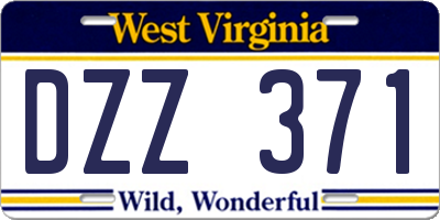 WV license plate DZZ371