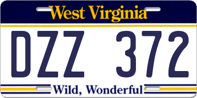 WV license plate DZZ372