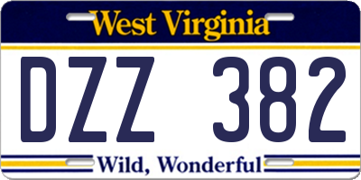 WV license plate DZZ382