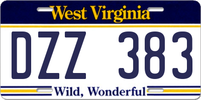 WV license plate DZZ383