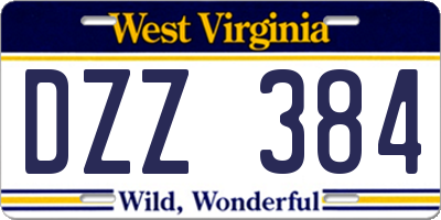 WV license plate DZZ384