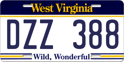 WV license plate DZZ388
