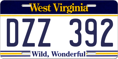 WV license plate DZZ392