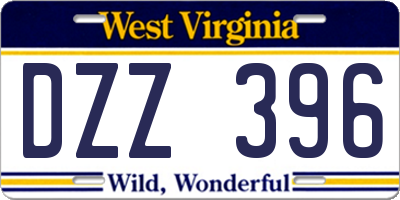 WV license plate DZZ396