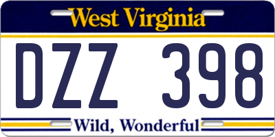 WV license plate DZZ398