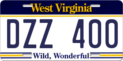 WV license plate DZZ400