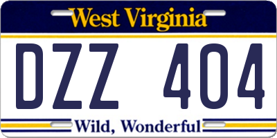 WV license plate DZZ404