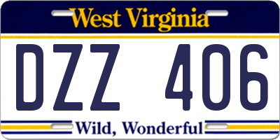 WV license plate DZZ406