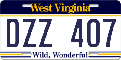 WV license plate DZZ407