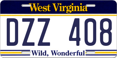 WV license plate DZZ408