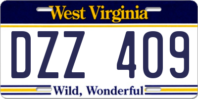 WV license plate DZZ409