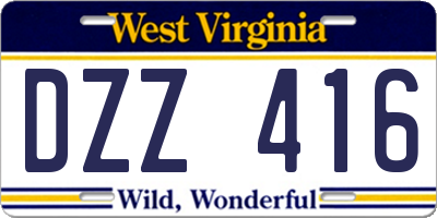 WV license plate DZZ416