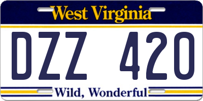 WV license plate DZZ420