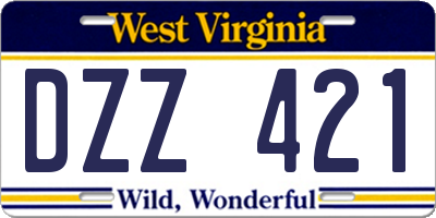 WV license plate DZZ421