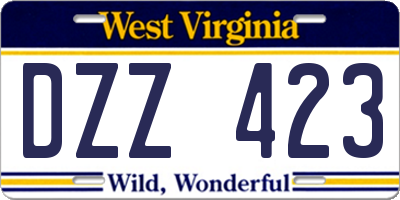 WV license plate DZZ423