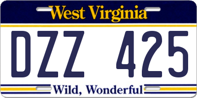 WV license plate DZZ425
