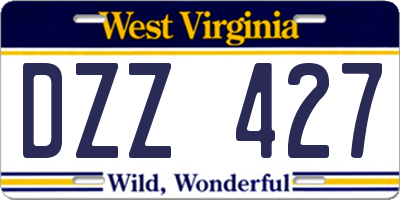 WV license plate DZZ427