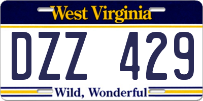 WV license plate DZZ429